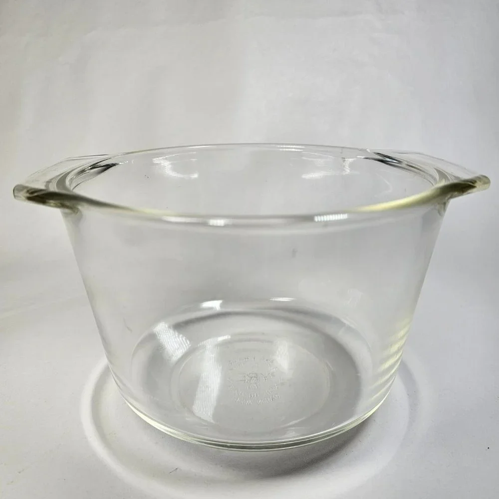 Pyrex 1.5 Qt 6" Mixing Bowl #343 Clear Glass Ovenware w/ Handles - Picture 2 of 6